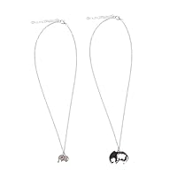 VALICLUD 2 Piezas Del Dia De La Para Hija De Collares De Gargantilla Para Mujer Collar De Amistad Collar De Mamá Para Mujer Colgante Silver Acero Inoxidable