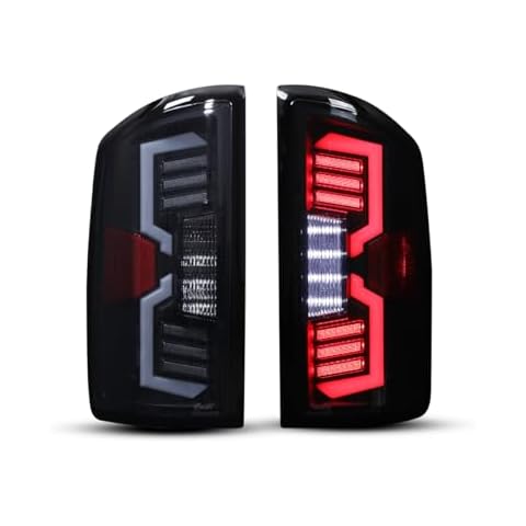 Nixon Offroad LED Tail Lights Assembly for 2007-2008 Dodge Ram 1500 & For 2007-2009 Dodge Ram 2500/3500, Full LED Turn Signal/DRL/Brake Backup Lights Tail Rear Lights Pair (Smoke Lens) Cover