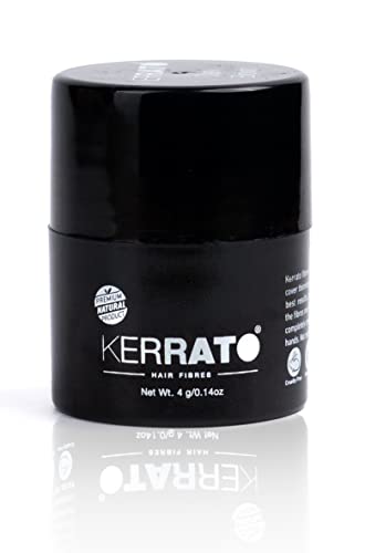 Kerrato Hair Fibres for Thinning Hair (JET BLACK) Natural - 4g - Conceals Hair Loss in 10 seconds - Natural Hair Thickener & Fibers for Thin Hair for Men & Women