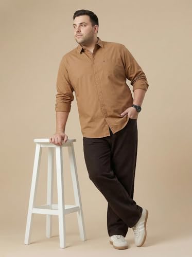 Image of Thomas Scott Men's Plus Size Cotton Casual Shirt | Regular Fit | Long Sleeves | Spread Collar | Solid | Soft & Breathable | Everyday Comfort Shirt for Men