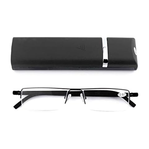 KoKoBin Lightweight TR90 Material Frame Reading Glasses for Mens Womens Half Rim with Case Portable Readers(black,+2.0) Cover