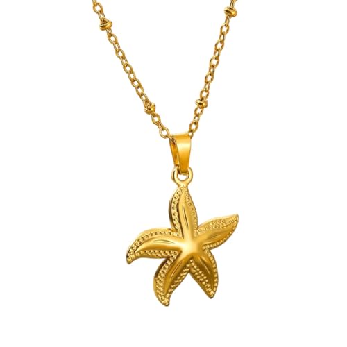 Collier étoile de mer couleur or en acier inoxydable idée cadeau femme