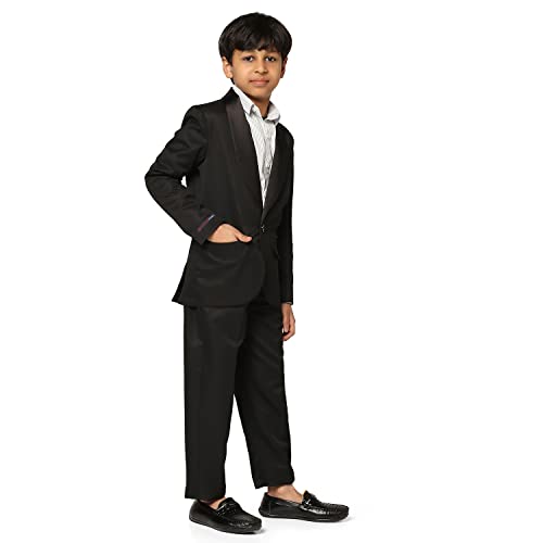 Image of TAHVO Boys Cotton Blend Solid Bandhgala Regular Fit Blazer