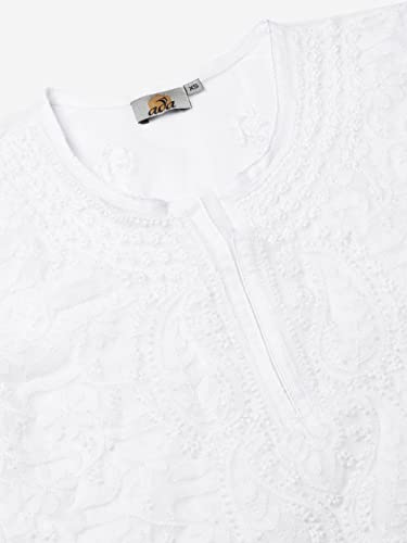 Image of Ada Women's Georgette Regular Fit Chikankari Hand Embroidered Lucknowi Short Top Kurti with Slip A211683