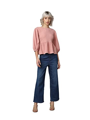 Image of ONLY Women's Cotton Solid Regular Fit T-Shirt