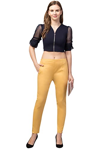 Image of Qute Women's Regular Fit Cotton Blend Casual Trousers (Pack of 1)