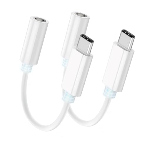 Seulliya USB C to 3.5mm Headphone Jack Adapter for iPhone 15/16 Pro/Max, Hi-Res Audio DAC Dongle, 3.5mm Aux Cord Converter for Samsung Galaxy, iPad, Car, USB-C Devices 2Pack
