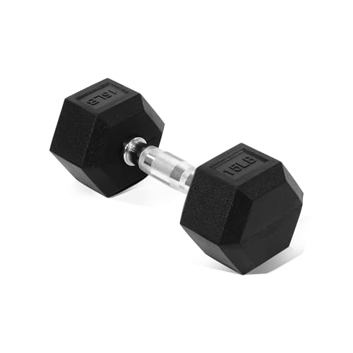 Image of Fitvids 15LB Single Hex Dumbbells Rubber Coated Hand Weights for Exercises and Fitness