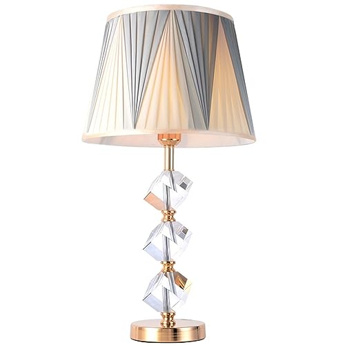 MPOPO Lámpara de Lectura Lámpara de Mesa de Cristal, lámpara de Mesa de Noche Creativa Moderna for Dormitorio, Pantalla de Tela cálida nórdica, iluminación for Sala de Estar Lámpara para Escritorio