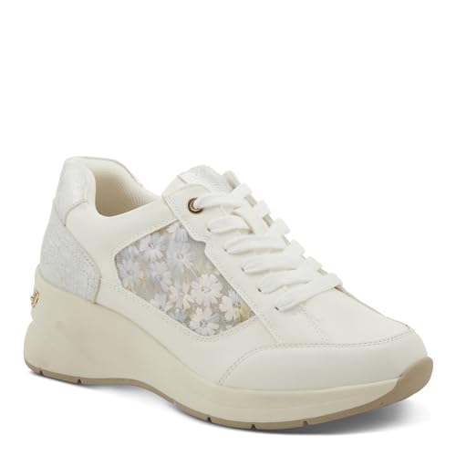 PATRIZIA Women's DELVINA Lace-Up Wedge Sneakers - Embroidered Mesh Side Panels with Cushioned Footbed2