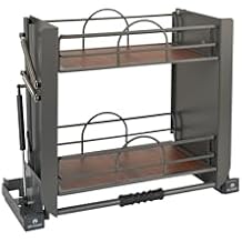 Rev-A-Shelf 24" Pull Down Heavy Duty Shelf Organizer for Tall Kitchen/Bathroom, Dual Tier Wall Mounted Pantry Storage, Chrome, 5PD-24FOG