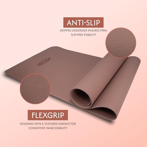 Image of WHACKK Yoga Mat 4mm Coral Pink | Lightweight Anti-Skid Exercise Mat | Portable TPE Mat for Yoga, Pilates, Stretching, Gym & Home Workout
