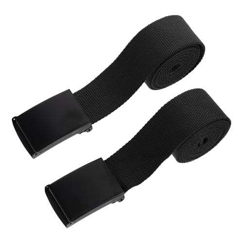 2pcs Men's Belt Training Belt Hiking Gear Web Strap with Buckle Hiking Accessories for Men Outdoor Supply Weaving Black