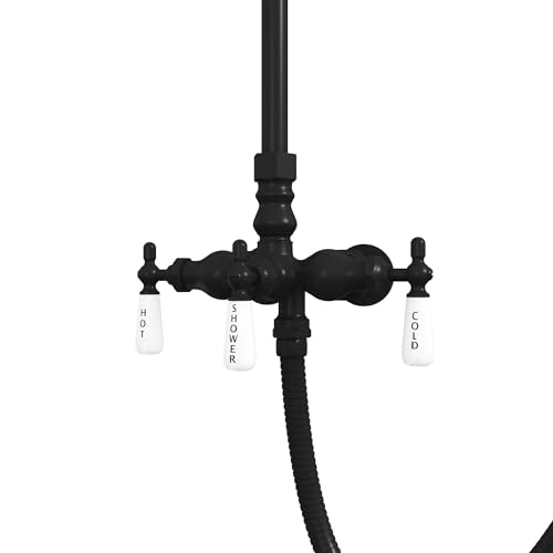 Image of Abbey 10 x 34 1 /2 Shower Faucet Set with Handshower, Matte Black