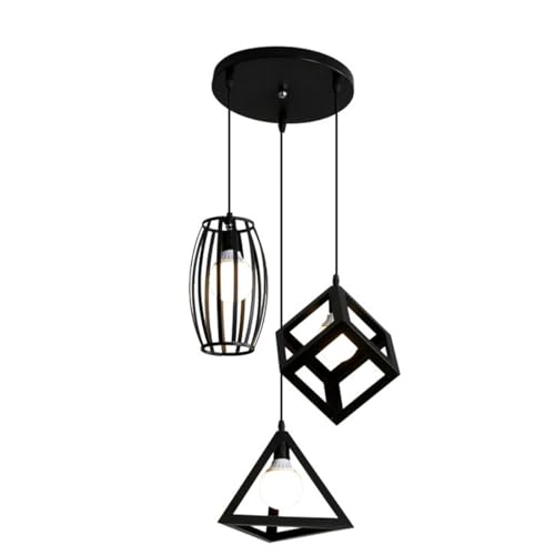 Lámpara colgante de hierro moderna en color negro con disco de techo para interior
