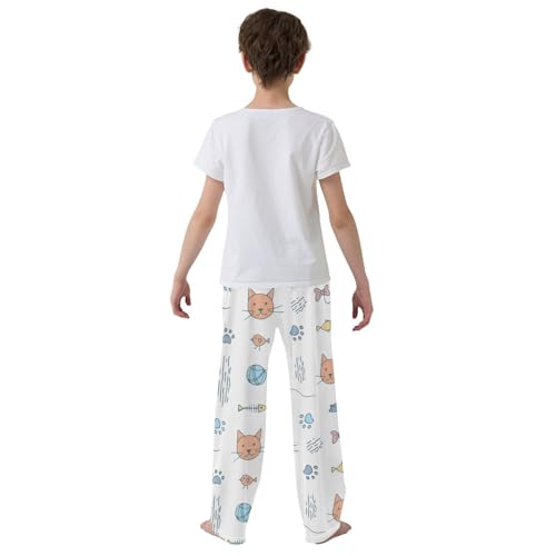 Boys' Pants Animal Cute Cats Footprints Long Bottoms Jogger Pants Elastic Waist Trousers with Pockets S-XL3