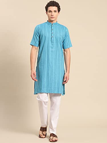 Image of Rajubhai Hargovindas Green Khadi Half Sleeve Kurta