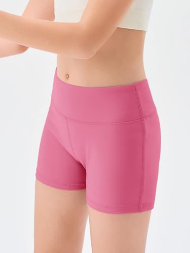 Haloumoning 3 Pack Girls Athletic Shorts Kids High Waisted Gymnastics Yoga Dance Biker Shorts 5-14 Years2
