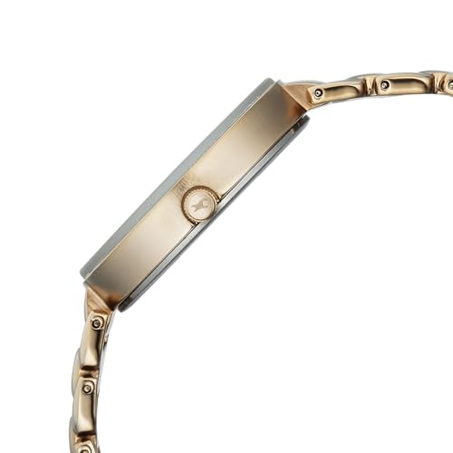 Image of Fastrack Chrome K Quartz Analog with Grey Dial Titanium Brass Solid Strap Watch for Women - 6216QM04