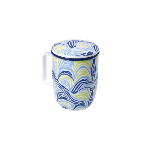 TEA SHOP - Tasse à Thé avec Filtre et Couvercle - Mug Harmony Tahiti - Fabriquée en Porcelaine avec un design exclusif et original