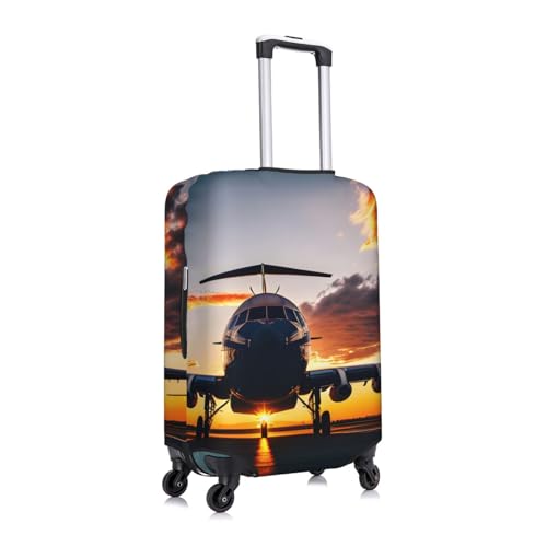 Aircraft Plane at Sunset Print Travel Suitcase Cover Luggage Protector with Elastic Anti Scratch for Carry On3
