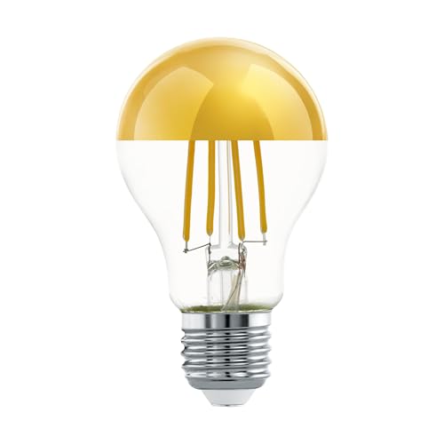 Eglo LED E27, bombilla de espejo dorada, luz sin antireflejante, 7,5 vatios (corresponde a 60 vatios), 806 lúmenes, blanco cálido, 2700k, foco de espejo, Edison A60, Ø 6 cm