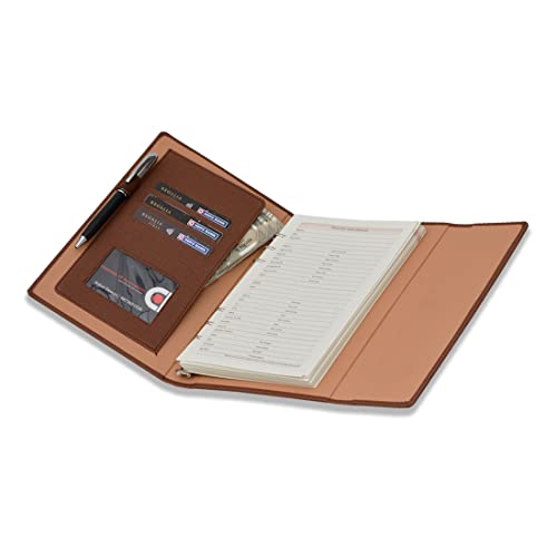 Image of COI Faux Leather Corporate Business Undated Planner /Diary with Pen (Tan Brown)