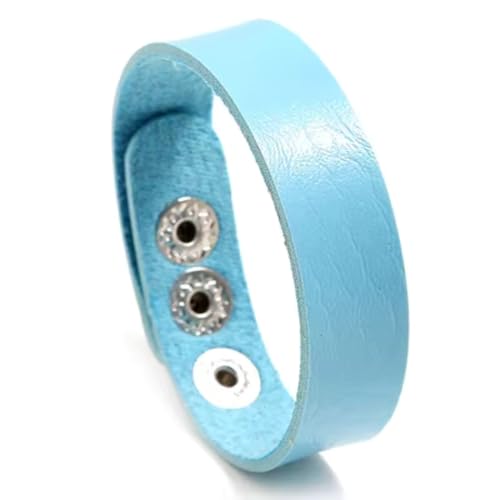 Image of THE MEN THING BLAZEFIT STRAP - 18mm Genuine Leather Bracelet with Stainless Steel Stud Button Closure for Men & Boys (6.6 /7.1 /7.6 inch)