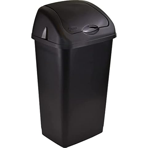 Sterling Ventures 60 Litres Premium Plastic Swing Bin for Home and Kitchen Rubbish Waste (Black) Cover