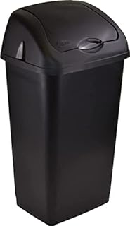 Easy Shopping® 60L 60LITRE Premium Plastic Black Swing Bin Dustbin with curved movable Lid for Home and Kitchen Rubbish Waste Solution