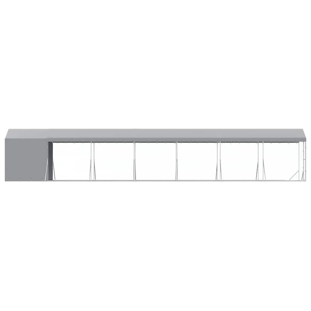 Cuccia Cani Esterno Tetto Argento 2x14x2,5 m Acciaio Zincato