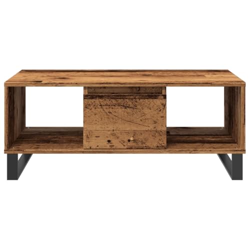 Table d'appoint industrielle en vieux bois et métal haut de gamme