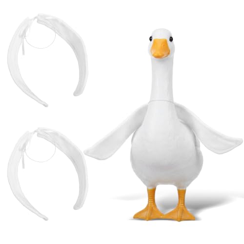 GEEHUA 2Pair Poseable Goose Wings Adjustable Porch GooseWings White Wire Geese Arm Wings Porch Lawn Goose Outfit Accessories for Patio Yard Lawn Decor