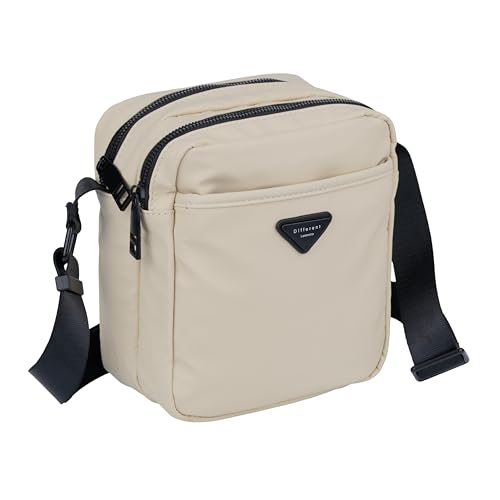 Image of TS WITH TECHSUN Crossbody Sling Bag for Men & Women | High-Capacity PU Leather Travel Shoulder Bag with 5 Zipper Compartments | Adjustable Strap | Lightweight Travel & Office Pouch