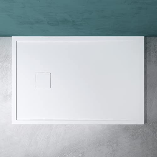 Mai & Mai Duschwanne aus Mineralguss Duschtasse 80x120cm Superflach Anti-Rutsch in Weiß Geoma08 – Bild 7