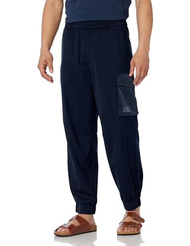 Armani Exchange Men's Stretch Wool Mix Cargo Pocket Jogger with Elastic Waistband