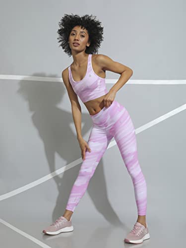 Image of CULT High Waist Running Tights with Side Pocket | Geometric Print | Breathable | Moisture-Wicking | Curved Hem