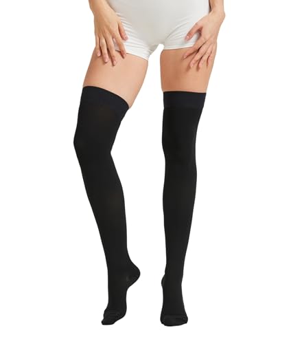 Image of NURCOM 20-30 mmHg Medical Compression Stockings for Women and Men, Closed Toe Thigh High Compression Socks with Dot Silicone Band, Graduated Support Stockings for Varicose Veins, DVT, Post-Surgery