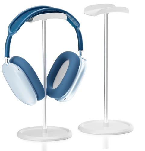 wigmoa CA-4 【1PACK】 Headphone Stand with Storage Tray No Tool Assembly Headset Holder Compatible with AirPods Max, AirPods Pro, Beats, Bose, and Most Gaming Headphones. (White)