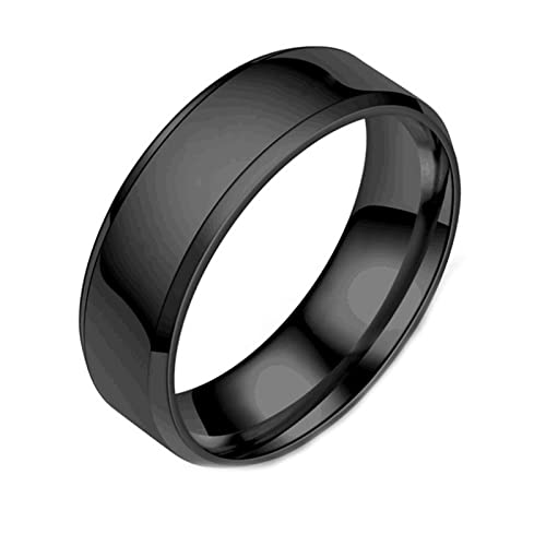 Anillo de compromiso de acero inoxidable para hombres y mujeres, anillo de compromiso pulido de 4/6/8 mm, anillo de boda para hombres y mujeres, plata, Sin piedras preciosas