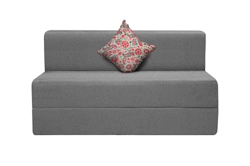 Image of One Seater Sofa Cum Bed Jute Fabric 3 X 6 Ft| Space Saving Foldable Sofa Bed for Living Room & Guest Room | Comfortable Multi-Functional Furniture - Grey