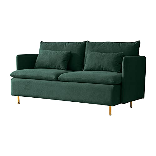 Loveseat Sofa Couch Sleeper Sofa With Metal Legs/High Resilience Sponge Couch, Upholstered Loveseat Couch For Living Room, Bedroom, Small Space (Emerald) #TOP5