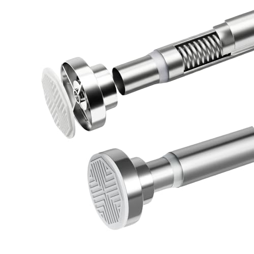 KORVORIA Tringle Rideau Sans Percage 70 À 195 cm, Barre De Douche Extensible, Barre Telescopique Acier Inoxydable Idéale pour Salle De Bain, Fenêtre,...