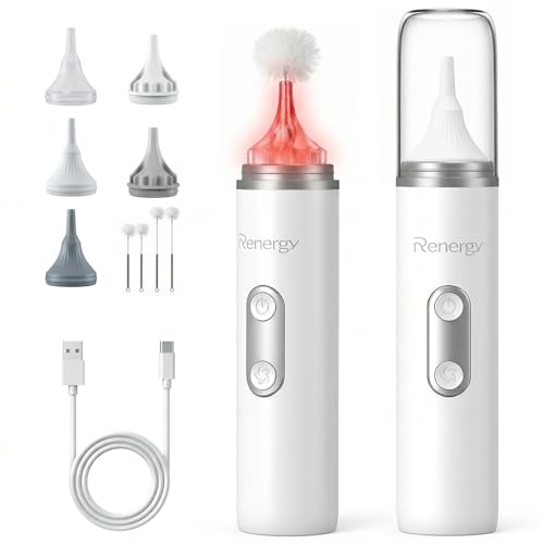 Renergy Ear Dryer Rechargeable Ear Water Drying Aid with Red Light Therapy Electric Ear Water Remover with 3 Airflow Modes & Massage for Dry Ears Swimmers Showers Water Sports Hearing Aid Use
