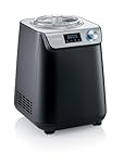 SEVERIN Gelatiera 2in1 Compatta, 1,2 Litri, 135W, Autorefrigerante, Funzione Yogurt, Ricettario Incluso, Display LED, Mantenimento Caldo, 25,0 x 28,0 x 35,5 cm, Nero Opaco - EZ 7407