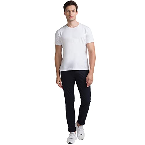 Image of Parx Men's Cotton Blend Plain+Dobby Pattern Low Rise Tapered Fit Flat Front Casual Trouser