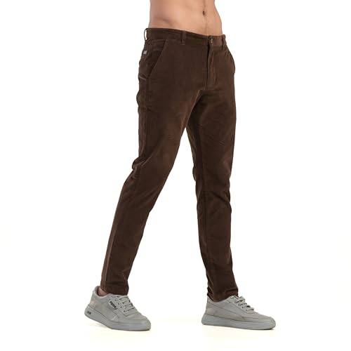 Image of BELANO Men Slim Fit Corduroy Cotton Stretch Chinos