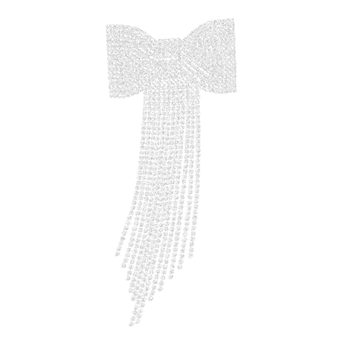 Parliky Rhinestone Bow Hair Clip with Tassel 5.90 Inch Bridal Barrette for Wedding Party Evening and Special Occasions Elegant Hairpin Accessory