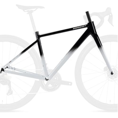 HZXQCVB Cuadro para Bicicleta De Carretera Gravel 700C 41cm/44cm/47cm/50cm Aleación De Aluminio Cuadro Freno De Disco con Horquilla De Fibra De Carbono Eje Pasante 100/142mm(Black-White,470mm)