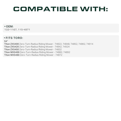 Image of UDC Parts 115-4971 Deck Belt Replacement for Toro Titan 54 Inch ZX5400 MX5400 ZX5420 MX5480 ZX5450 74832 74862 74882 74822 74848 74852 74914 74842 74924 Zero Turn 133-1167 / Aramid Cord /175.9 inch